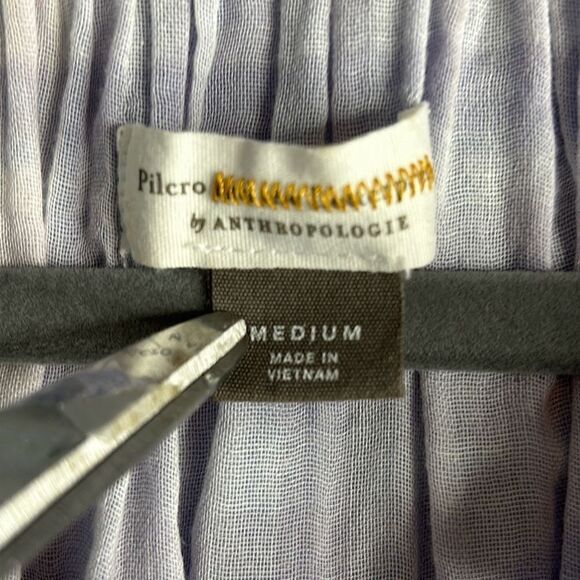 Pilcro and the Letterpress Anthropologie Bette Babydoll Purple Plaid Blouse Medi - Picture 3 of 6